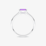 Pierścionek z Ametystem w Stylu Vintage Biały - Venetia Jewels - 14K złoto z brylantami