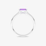 Pierścionek z Ametystem w Stylu Vintage Biały - Venetia Jewels - 14K złoto z brylantami