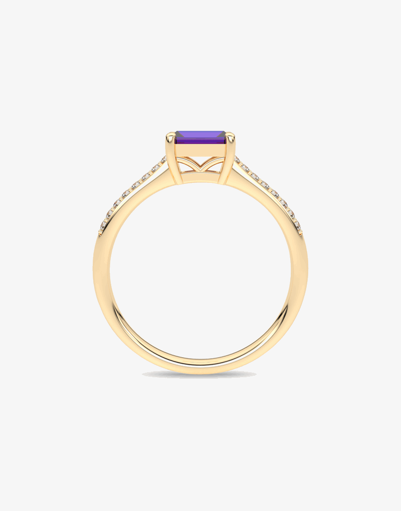 Pierścionek z Ametystem w Stylu Vintage - Venetia Jewels - 14K złoto z brylantami