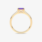 Pierścionek z Ametystem w Stylu Vintage - Venetia Jewels - 14K złoto z brylantami