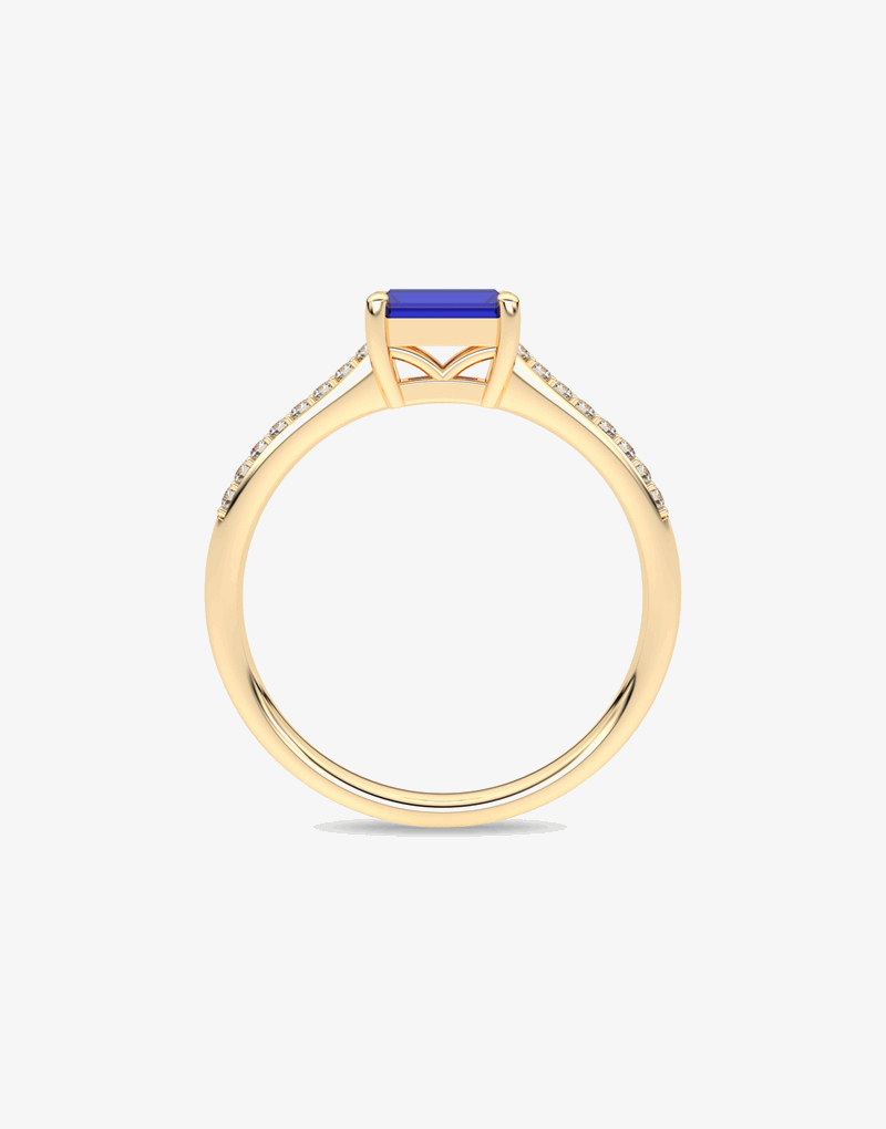 Pierścionek Vintage z Szafirem i Brylantami - Venetia Jewels - 14K złoto z brylantami