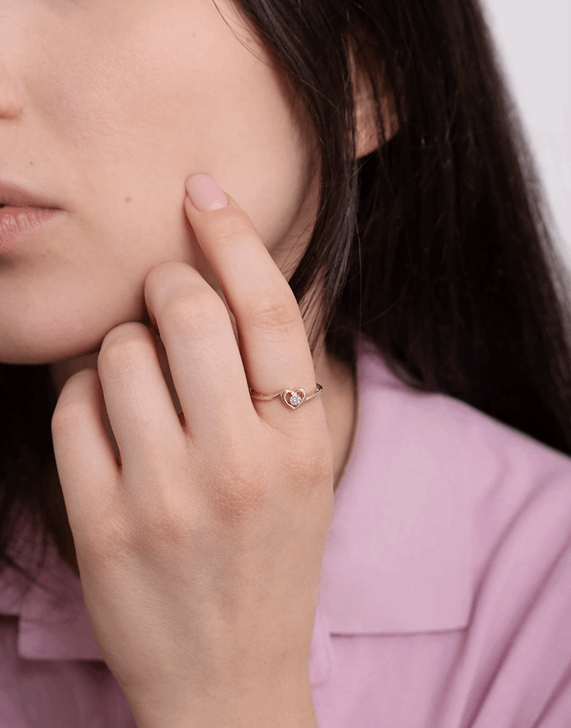 Pierścionek z Brylantowym Sercem - Venetia Jewels - 14K złoto z brylantami