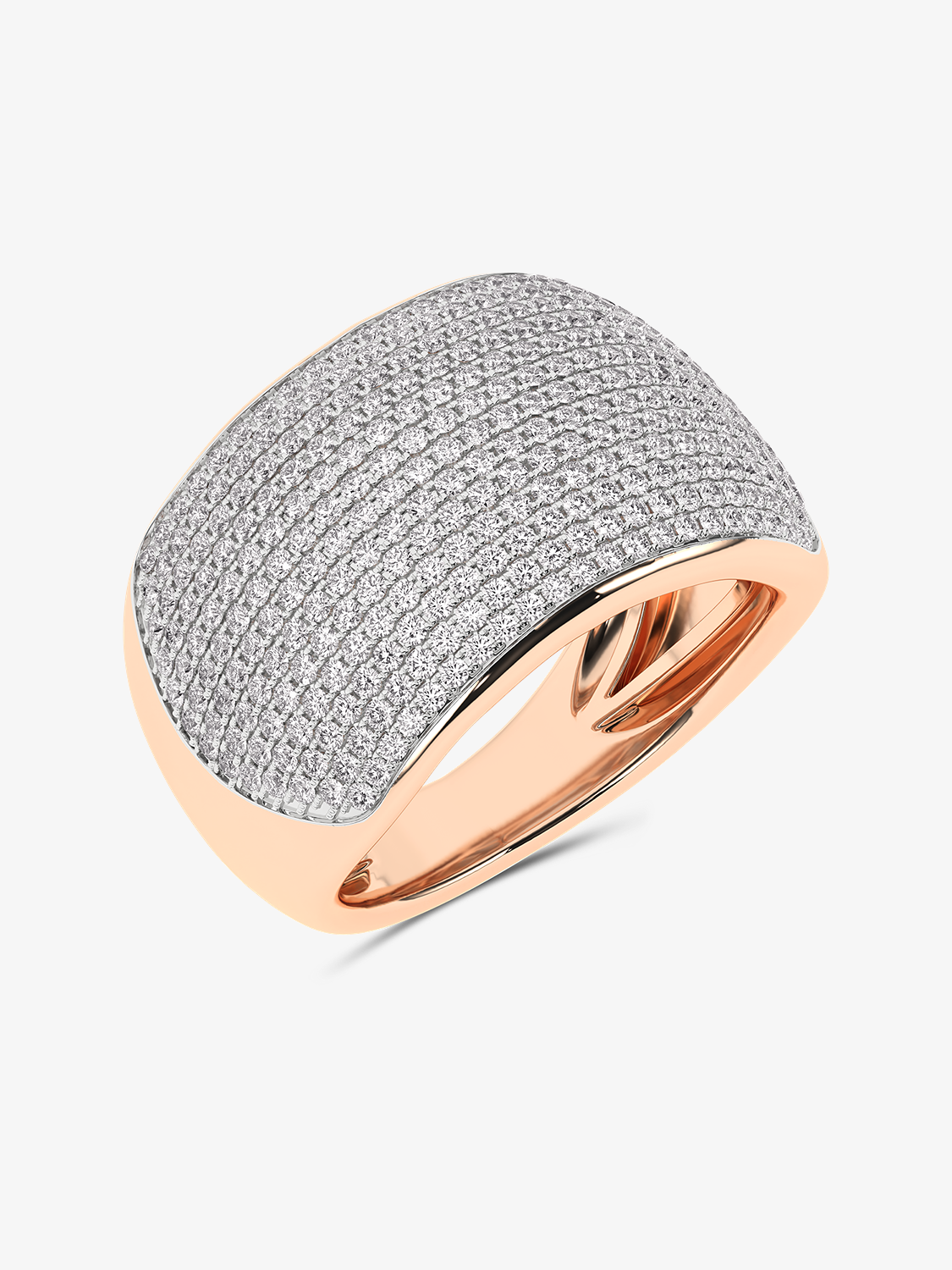 Złoty pierścionek Pavé z brylantami - Królowa Różowy - Venetia Jewels - 14K złoto z brylantami