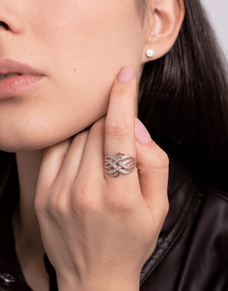 Klasyczny Koktajlowy Pierścionek - Venetia Jewels - 14K złoto z brylantami