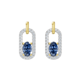 Złote kolczyki z szafirem i brylantami