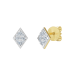 Złote kolczyki z brylantami w kształcie rombu, elegancka biżuteria od Venetia Jewels