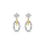 Złote kolczyki wiszące z brylantami w minimalistycznym stylu, idealne na specjalne okazje