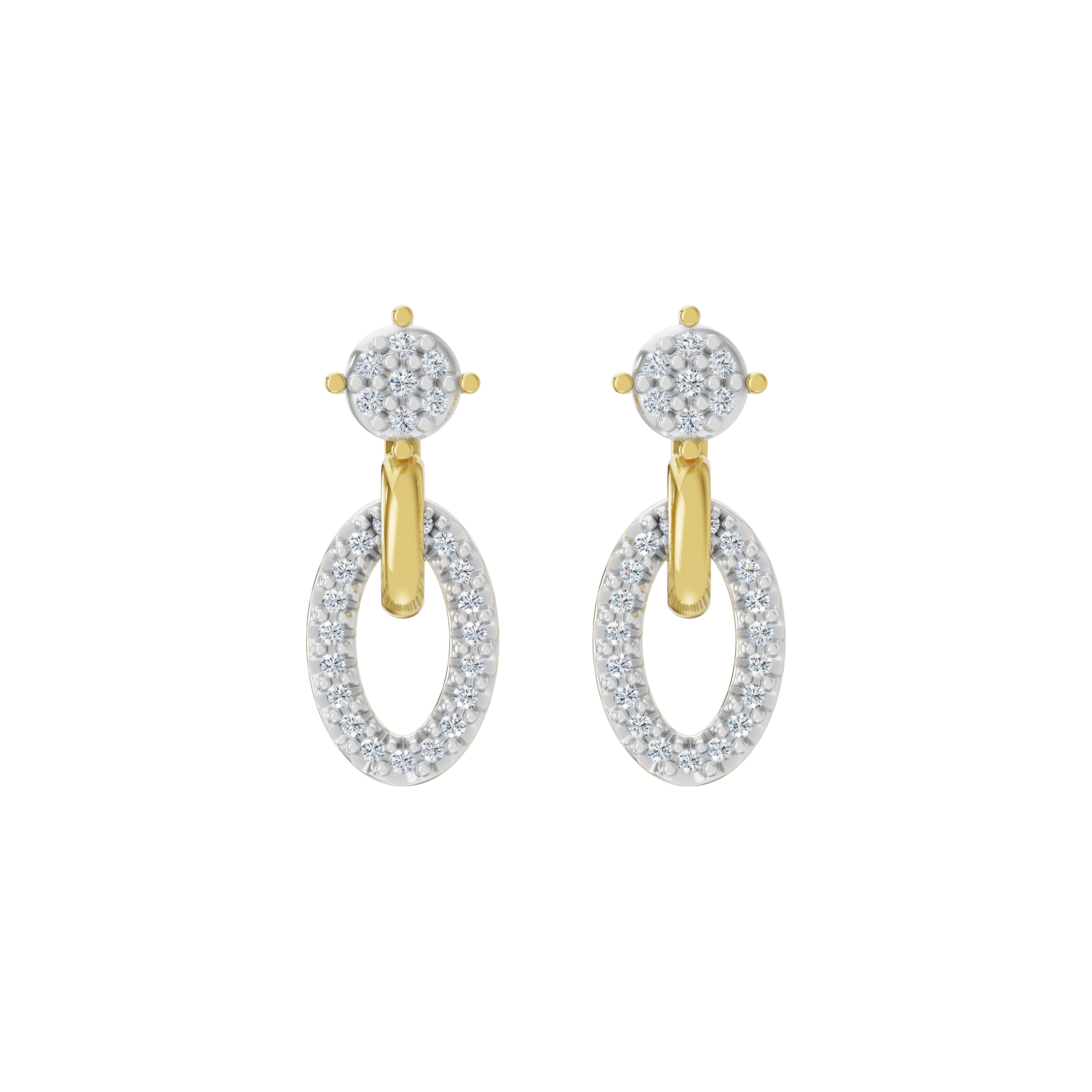 Złote kolczyki wiszące z brylantami w minimalistycznym stylu, idealne na specjalne okazje