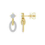 Złote kolczyki wiszące z brylantami w eleganckim kształcie owalnym dla wyrafinowanych stylizacji