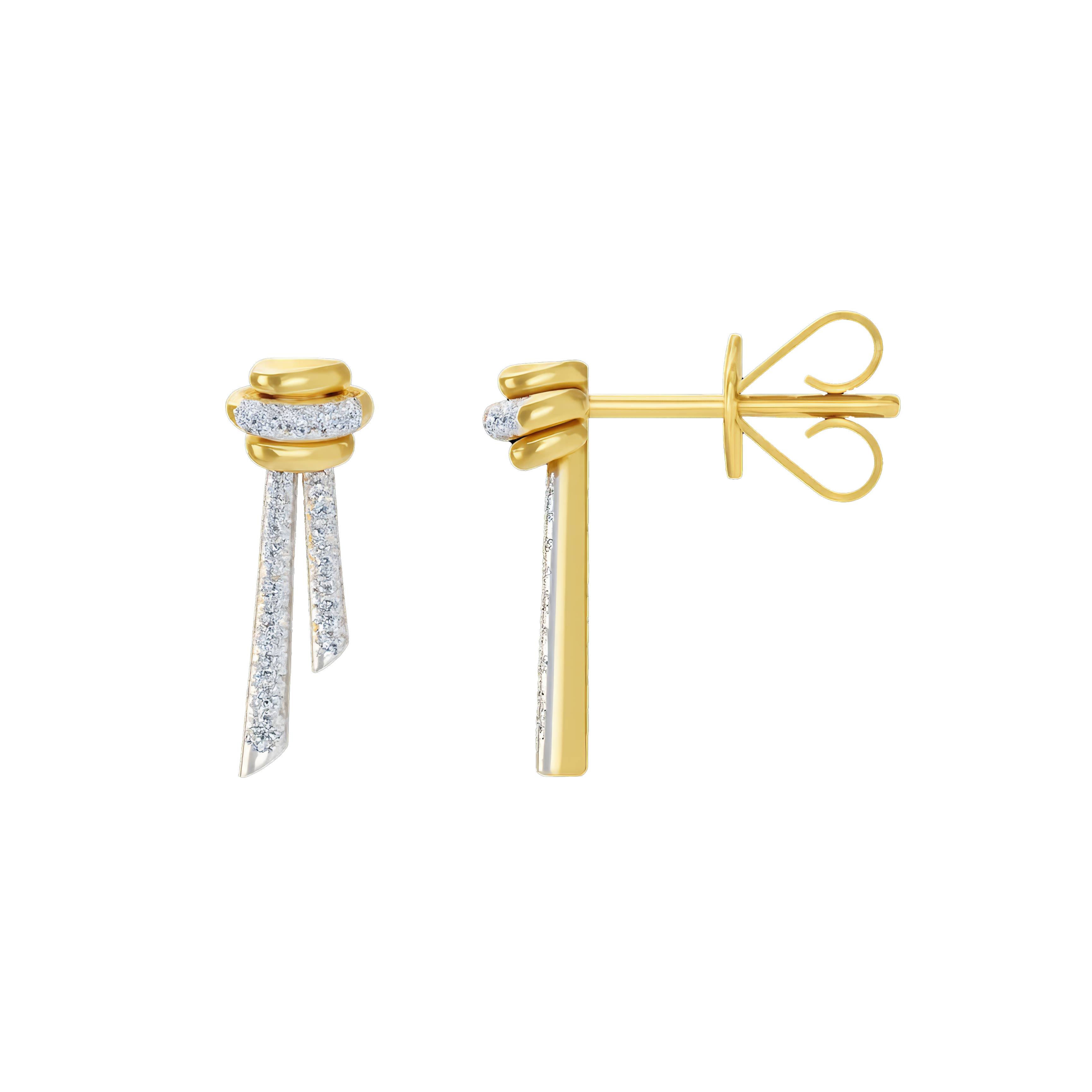Złote kolczyki z brylantami w kształcie wstążki od Venetia Jewels, elegancki dodatek na każdą okazję