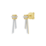 Złote kolczyki z brylantami w stylu nowoczesnym z wiszącymi detalami