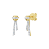 Złote kolczyki z brylantami w stylu nowoczesnym z wiszącymi detalami
