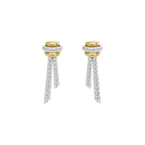 Złote kolczyki z brylantami w eleganckim wzorze w kształcie wstążek od Venetia Jewels