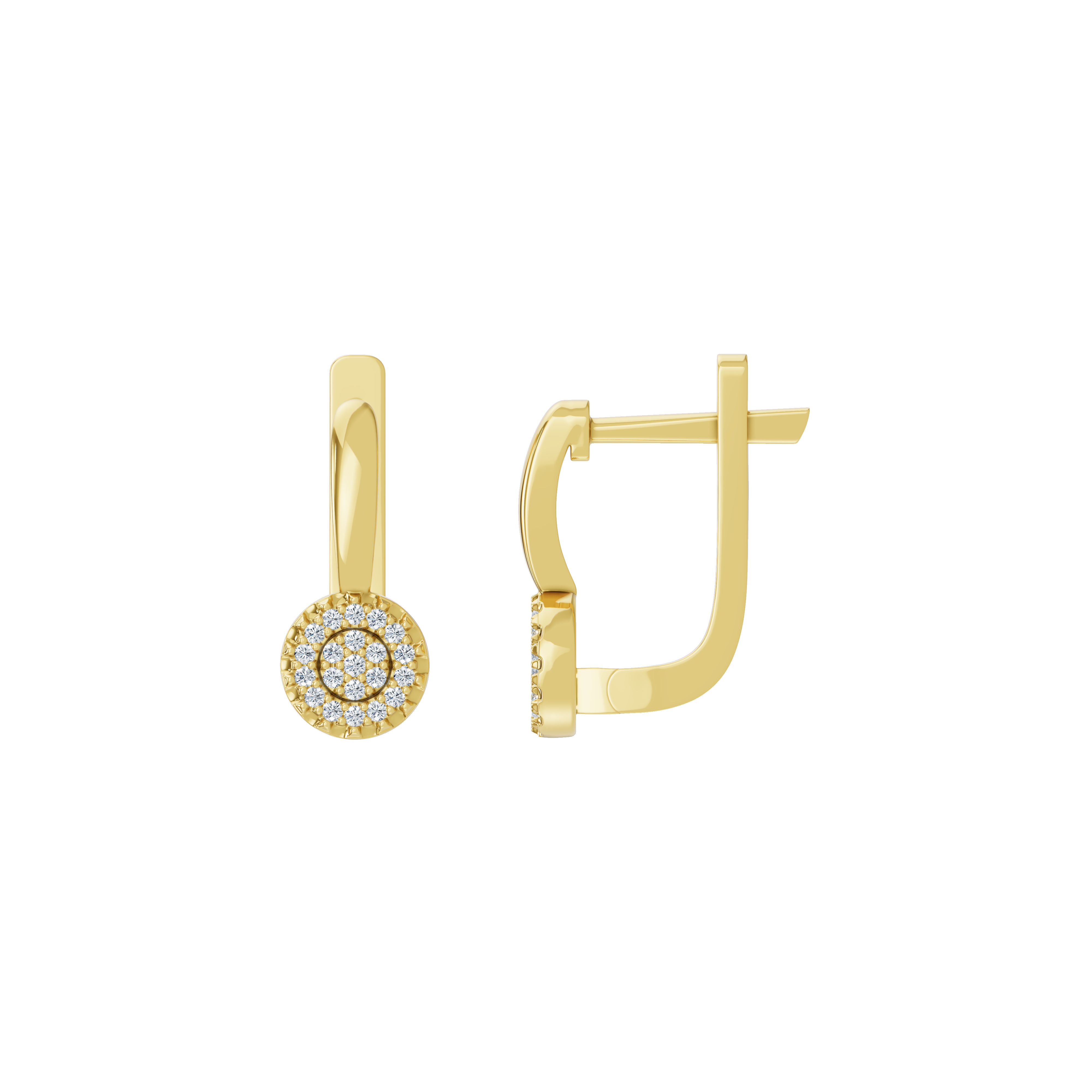 Złote kolczyki z brylantami w eleganckim designie od Venetia Jewels, idealne na specjalne okazje