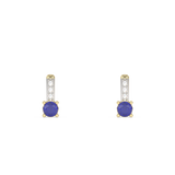 Złote Kolczyki z brylantami i szafirami