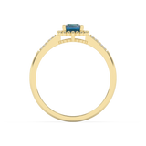Pierścionek Halo z Niebieskim Topazem