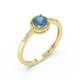 Pierścionek Halo z Niebieskim Topazem