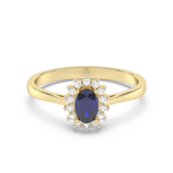 Złoty Pierścionek z Owalnym Szafirem