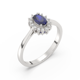 Złoty Pierścionek z Owalnym Szafirem