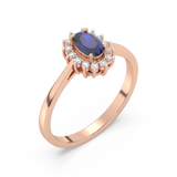 Złoty Pierścionek z Owalnym Szafirem