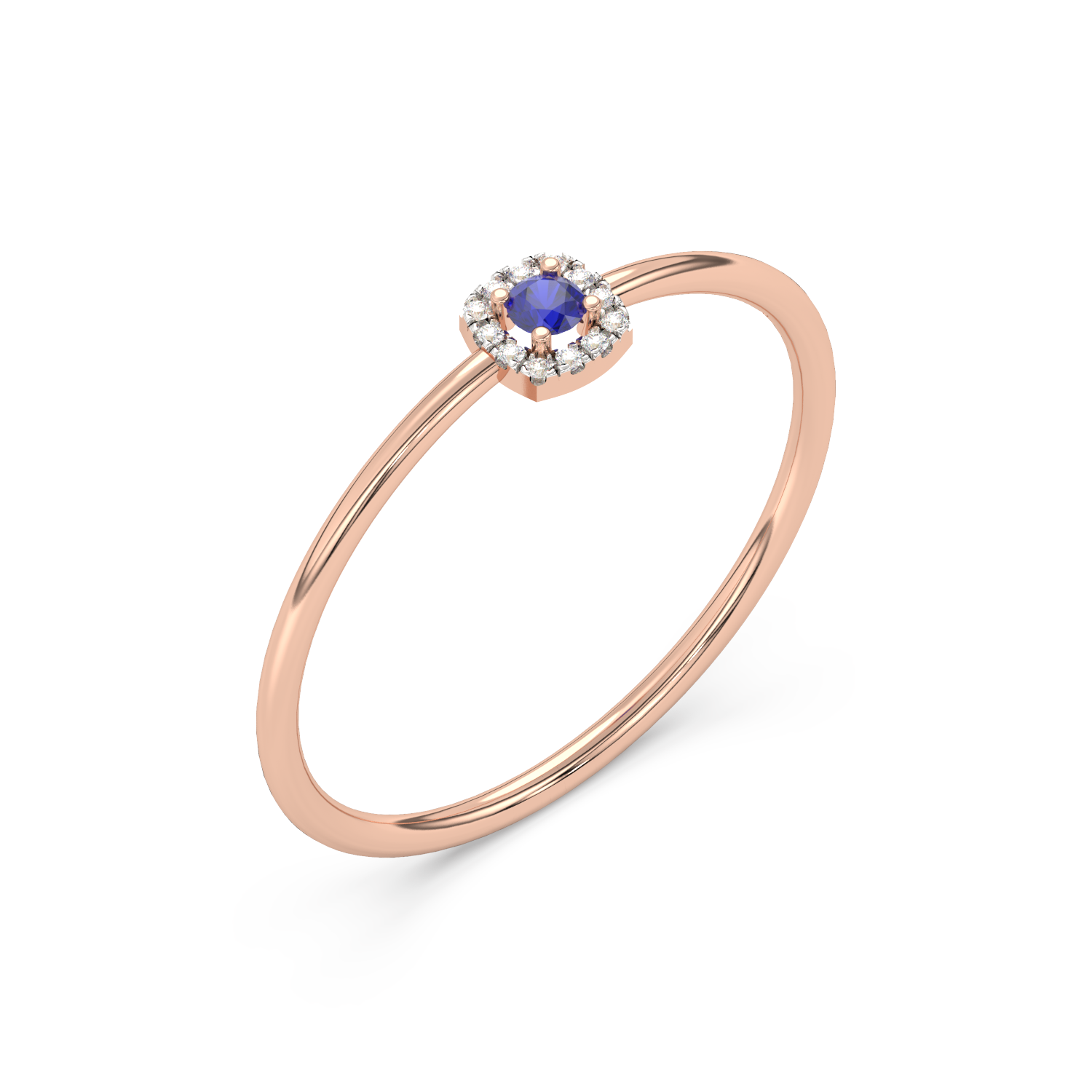 Pierścionek z Niebieskim Szafirem i Brylantami