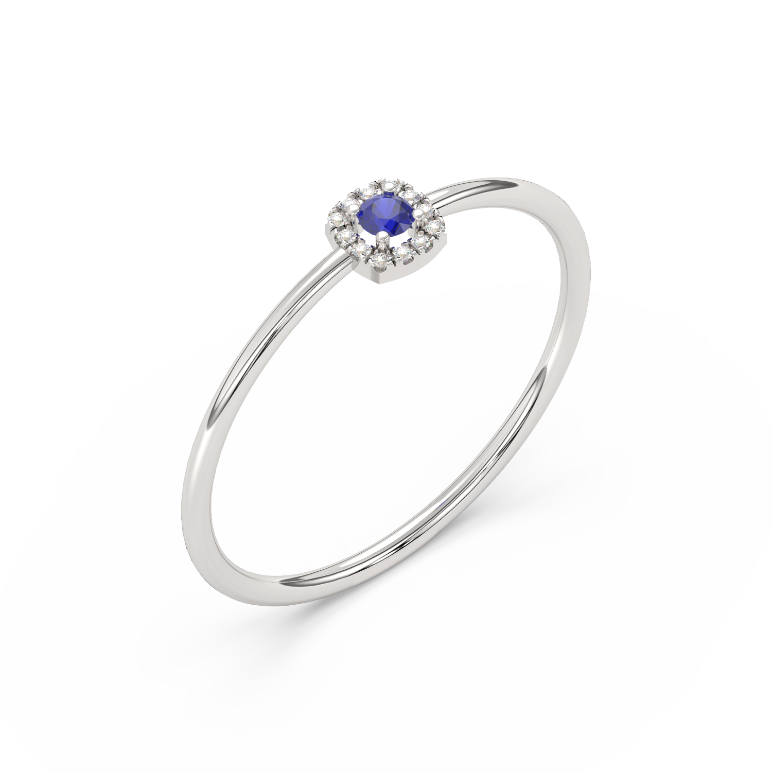 Pierścionek z Niebieskim Szafirem i Brylantami
