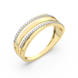 Elegancki Pierścionek z Brylantowymi Paskami