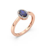 Pierścionek z Owalnym Szafirem i Brylantami