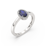 Pierścionek z Owalnym Szafirem i Brylantami