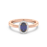 Pierścionek z Owalnym Szafirem i Brylantami