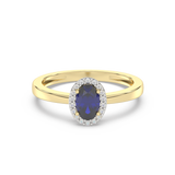 Pierścionek z Owalnym Szafirem i Brylantami