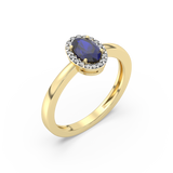 Pierścionek z Owalnym Szafirem i Brylantami