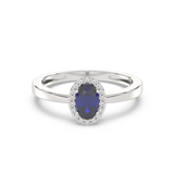 Pierścionek z Owalnym Szafirem i Brylantami