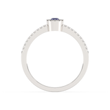 Pierścionek Halo z Niebieskim Szafirem