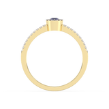 Pierścionek Halo z Niebieskim Szafirem