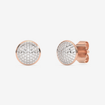 Eleganckie okrągłe kolczyki z brylantami w różowym złocie, idealne na specjalne okazje