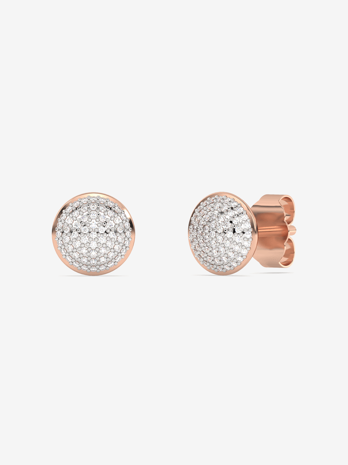Eleganckie okrągłe kolczyki z brylantami w różowym złocie, idealne na specjalne okazje