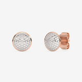 Eleganckie okrągłe kolczyki z brylantami w różowym złocie, idealne na specjalne okazje