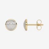 Eleganckie okrągłe kolczyki z brylantami w złotej oprawie, doskonałe na specjalne okazje