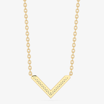 Złoty naszyjnik V od Venetia Jewels z wzorem w kształcie litery V, idealny na każdą okazję, brylantowy naszyjnik V