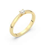 Klasyczny pierścionek z brylantem w złotej oprawie, idealny na zaręczyny lub jako elegancka biżuteria.