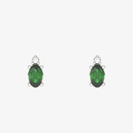 Kolczyki szmaragdowe brylantowe z zielonymi kamieniami w srebrnej oprawie