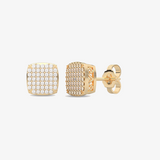 Kwadratowe Kolczyki Z Brylantami od Venetia Jewels w złotym wykończeniu, eleganckie i błyszczące