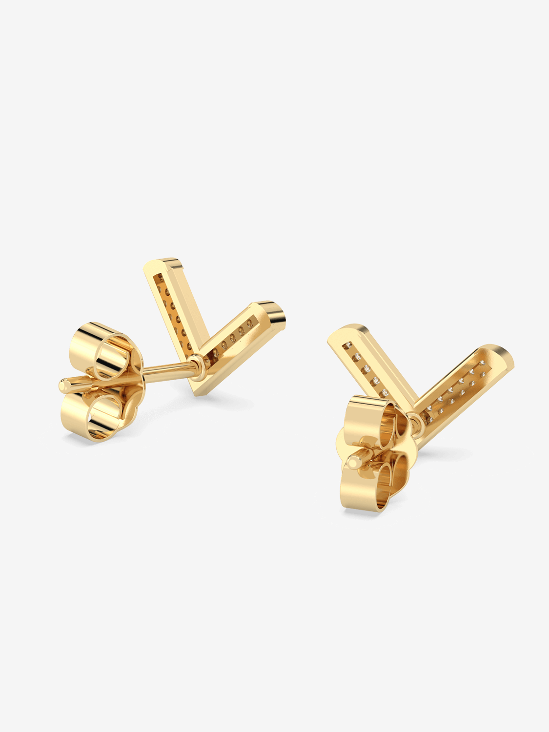 Eleganckie złote kolczyki z brylantami V, idealne na wyjątkowe okazje