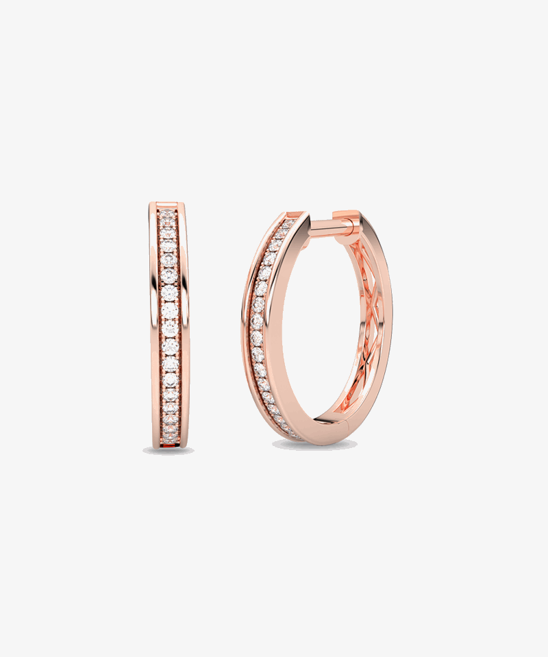 Kolczyki złote z brylantami w różowym złocie, eleganckie i stylowe, idealne na specjalne okazje