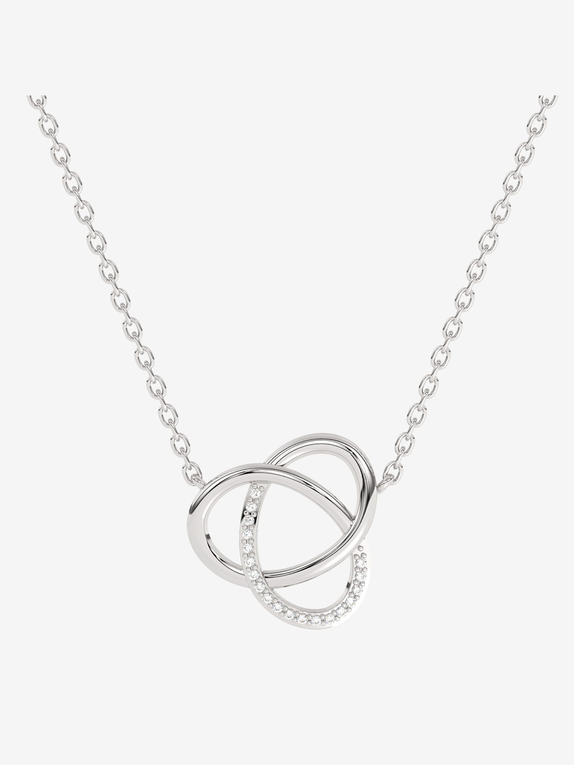 Naszyjnik złoty z brylantami w formie splecionych pierścieni, elegancka biżuteria na każdą okazję