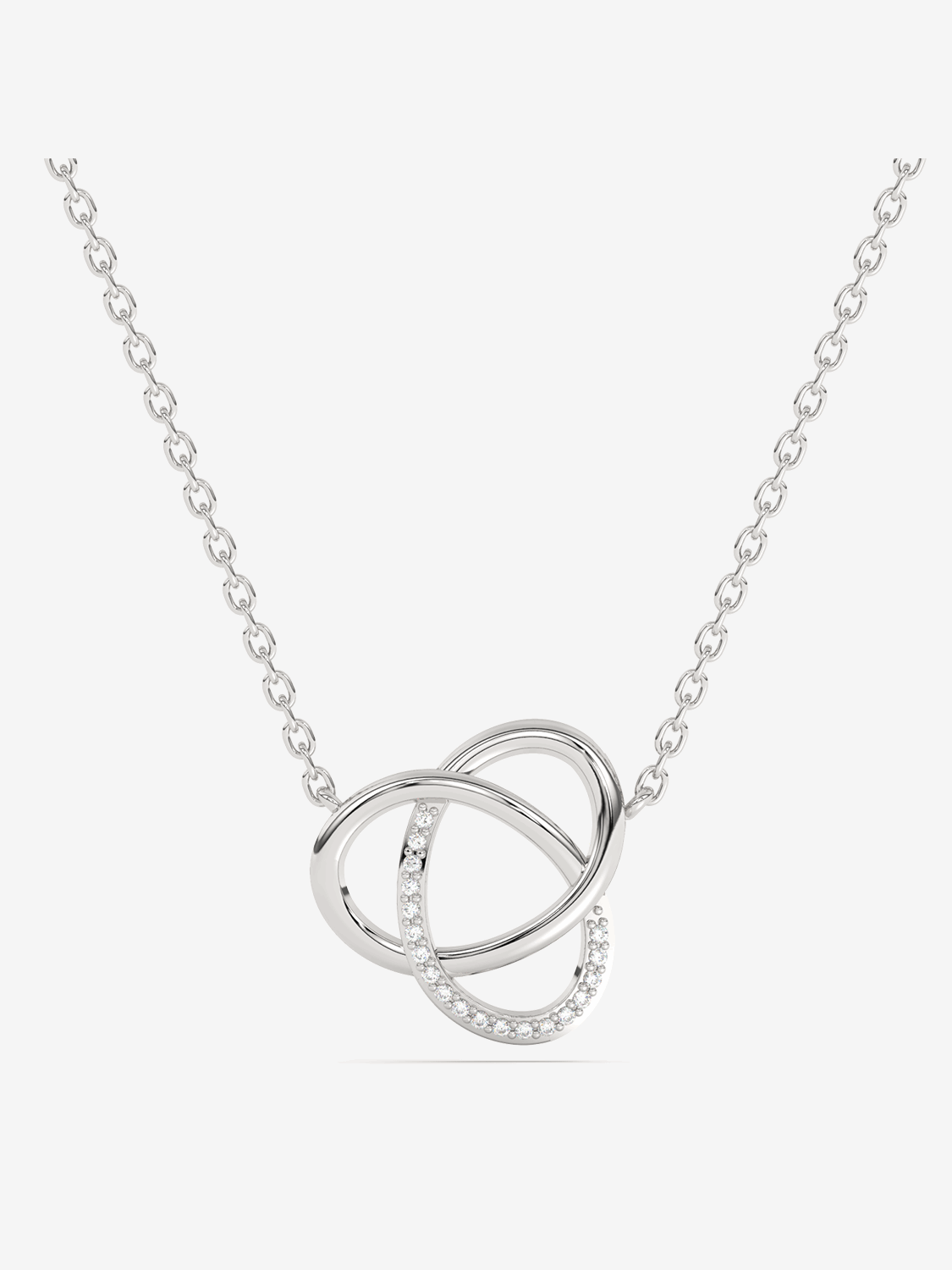 Elegancki naszyjnik złoty z brylantami w kształcie splecionych kółek na delikatnym łańcuszku