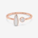 Otwarty pierścionek z brylantami od Venetia Jewels w różowym złocie z unikalnym designem