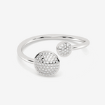 Otwarty pierścionek z brylantami w srebrnej oprawie, elegancki i modny dodatek na każdą okazję