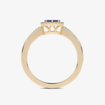 Złoty pierścionek z szafirem i diamentami o eleganckim designie od Venetia Jewels